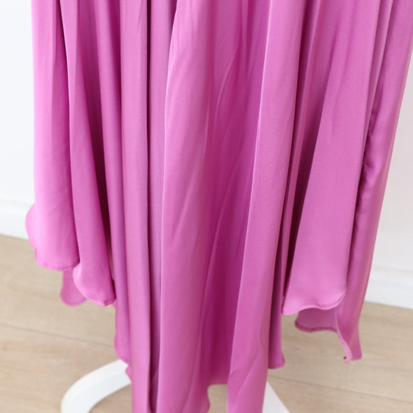 YDE Pink Satin Button-Up Long Sleeve Dress | Size S