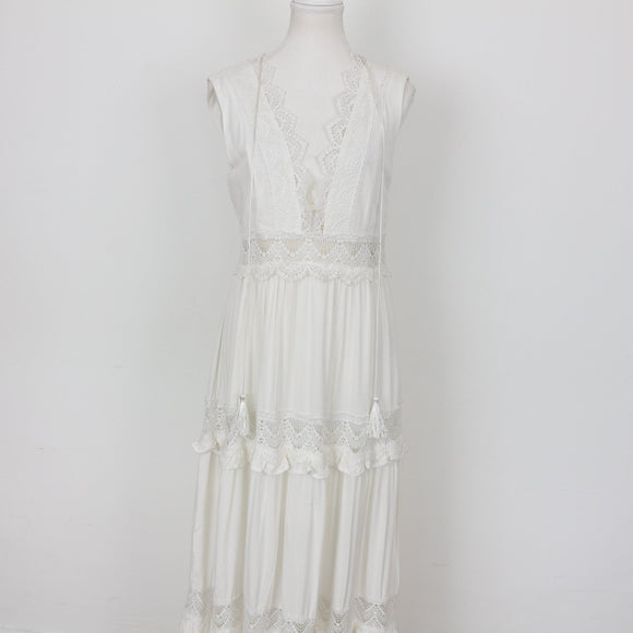 YDE White Embroidered Maxi Dress (M)