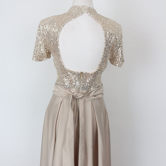 YDE Champagne Open-Back Evening Gown (M)