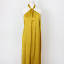 YDE Mustard Satin Halterneck Dress (M)-1