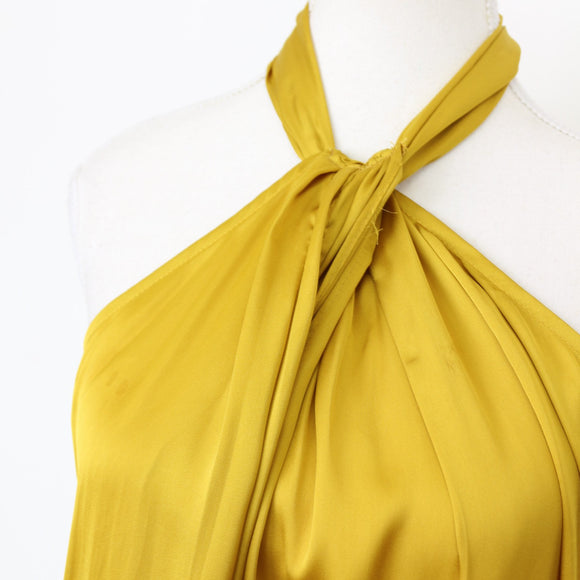 YDE Mustard Satin Halterneck Dress (M)