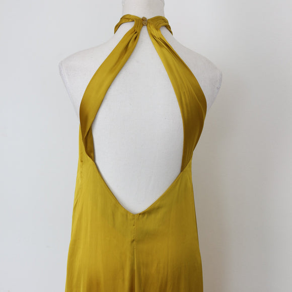 YDE Mustard Satin Halterneck Dress (M)