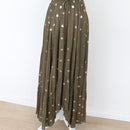 YDE Olive Green Bohemian Maxi Dress with Gold Accents (S)-5