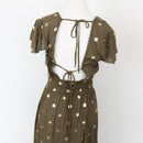 YDE Olive Green Bohemian Maxi Dress with Gold Accents (S)-4