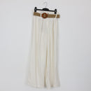 YDE Cream Linen Wide-Leg Pants with Wicker Belt (M)-1