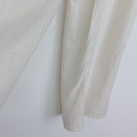 YDE Cream Linen Wide-Leg Pants with Wicker Belt (M)