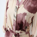 YDE Cream & Purple Floral Button-Front Maxi Dress (M)-3