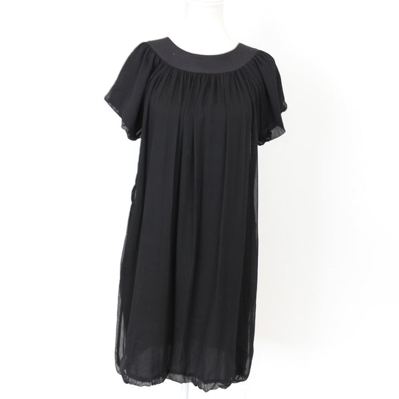 Black Crushed Chiffon Mini Dress (Size 8)