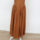 YDE Tan Linen Basque-Waist Maxi Dress with Accent Neckline (M)-4