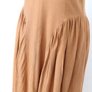 YDE Tan Linen Basque-Waist Maxi Dress with Accent Neckline (M)-3
