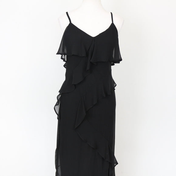 YDE Black Ruffled Chiffon Dress (M)