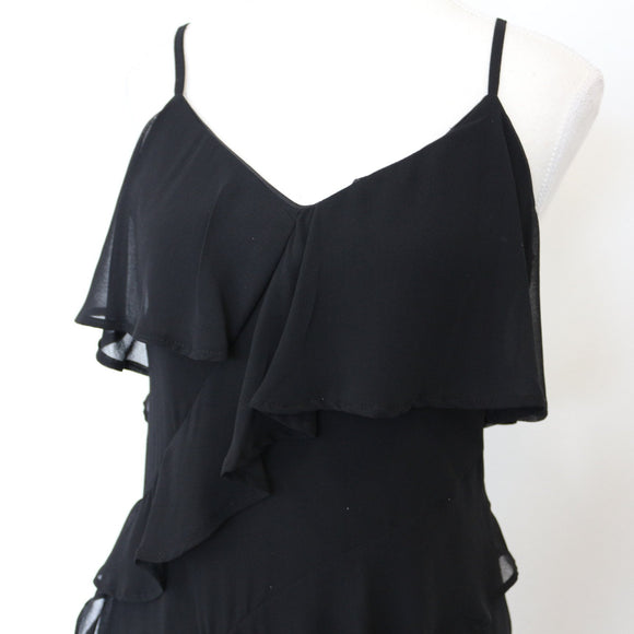 YDE Black Ruffled Chiffon Dress (M)