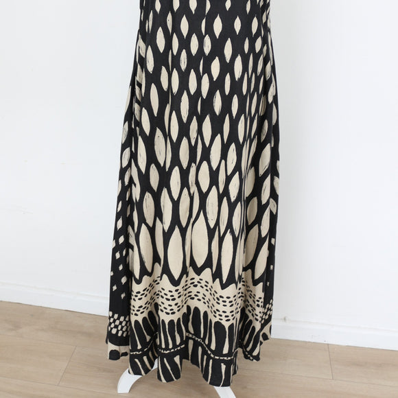 YDE Black & Cream Print Linen Maxi Dress (M)