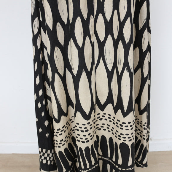 YDE Black & Cream Print Linen Maxi Dress (M)
