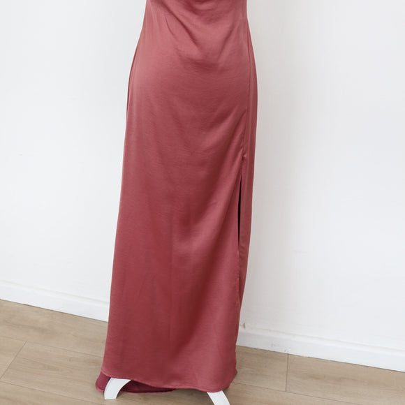YDE Pink Satin Strappy Maxi Dress (M)
