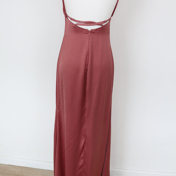 YDE Pink Satin Strappy Maxi Dress (M)