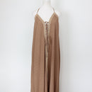 YDE Light Brown Cream & Beige Accent Maxi Dress (M)-1