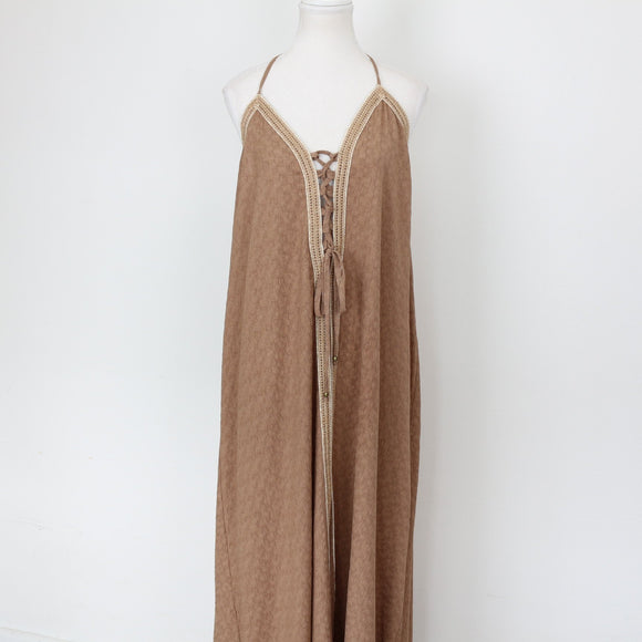 YDE Light Brown Cream & Beige Accent Maxi Dress (M)