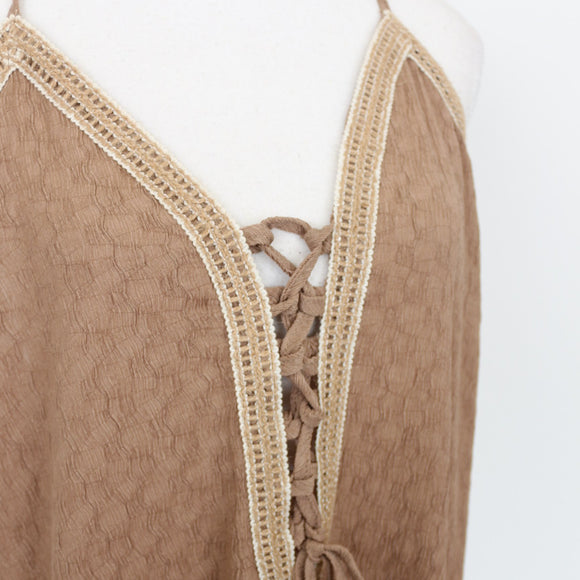 YDE Light Brown Cream & Beige Accent Maxi Dress (M)