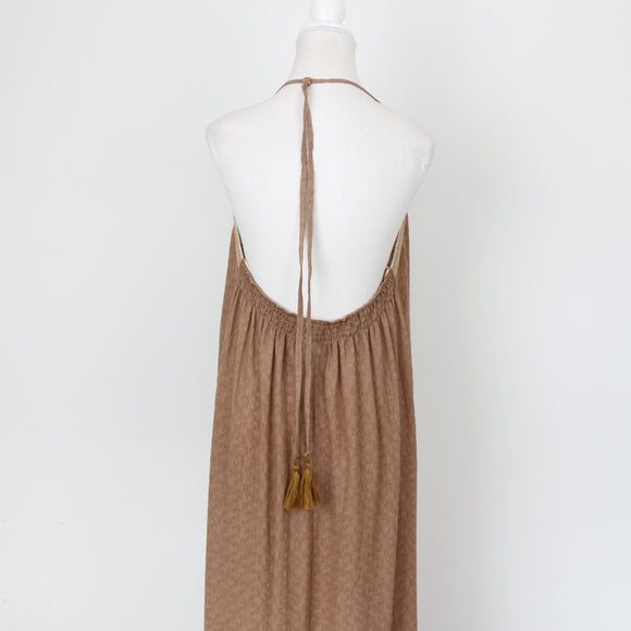 YDE Light Brown Cream & Beige Accent Maxi Dress (M)