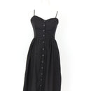 H&M Black Linen-Blend Button-Up Midi Dress (Size 8)-1