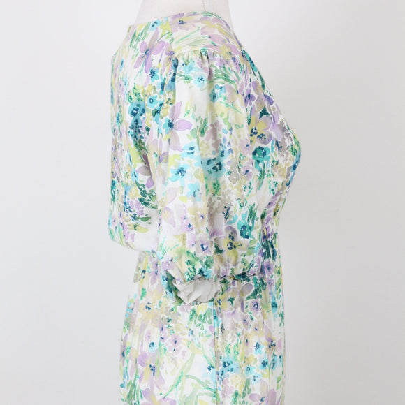Poetry Floral Puff-Sleeve Maxi Dress, Size 8