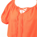 Bright Orange Linen-Feel Blouse, Size S-4