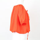 Bright Orange Linen-Feel Blouse, Size S-2