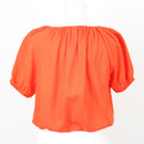 Bright Orange Linen-Feel Blouse, Size S-3