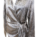 Foschini Dark Cheetah-Print Satin Wrap Dress, Size S-2