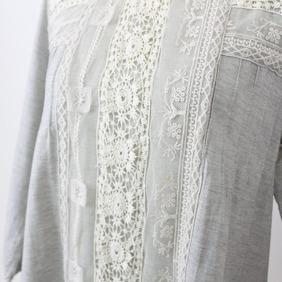 Grey Lace-Detail Dress, Size S