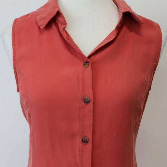 Mango Coral Soft-Touch Button-Up Dress, Size XS