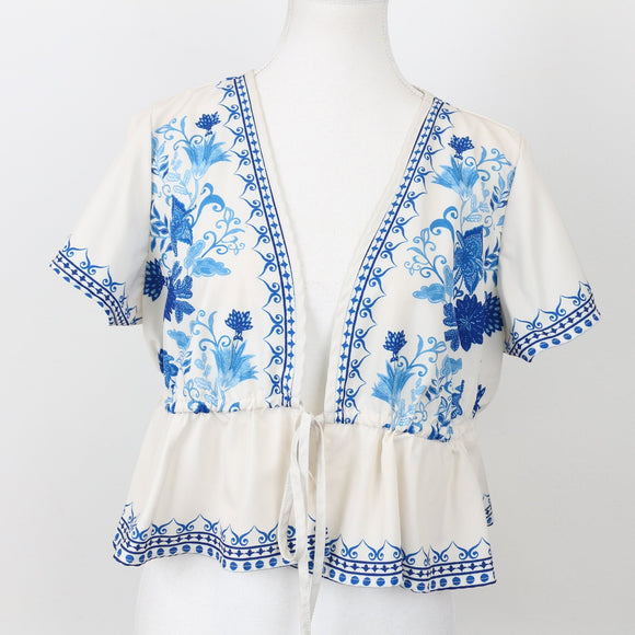 SHEIN Greek-Print Crop Top, Size L