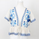 SHEIN Greek-Print Crop Top, Size L-1