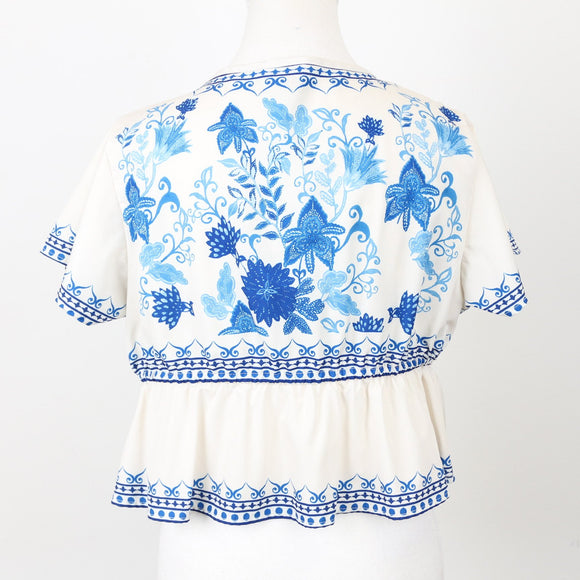 SHEIN Greek-Print Crop Top, Size L