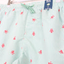 Cream and Green Striped Swim Shorts, Size M-2