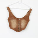 Fashion Nova Brown Cropped Denim Top, Size XS-1