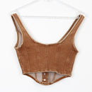 Fashion Nova Brown Cropped Denim Top, Size XS-3