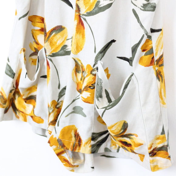 Floral Linen Dungarees, Size S