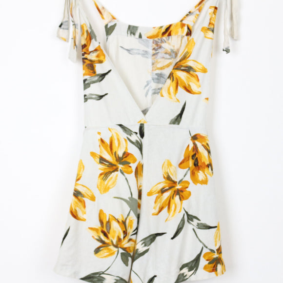 Floral Linen Dungarees, Size S