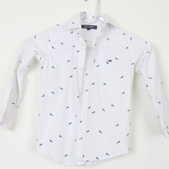 Tommy Hilfiger White Bird-Print Shirt, Size 3/4