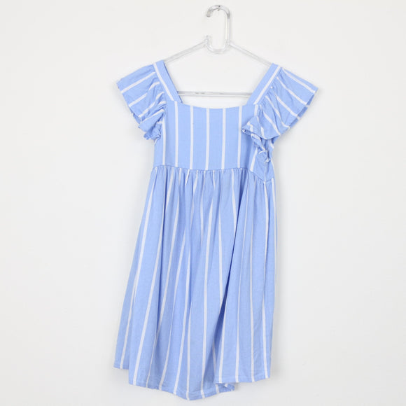 Blue and White Linen-Feel Dress, Size 7/8
