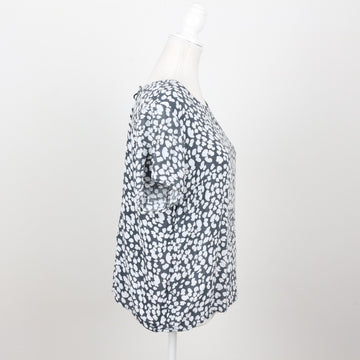 Grey Hibiscus Floral Print Short-Sleeve Top – Size L - 0