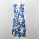 Blue Floral Appliqué Sleeveless A-Line Dress with Zip Neckline – Size M-1
