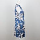Blue Floral Appliqué Sleeveless A-Line Dress with Zip Neckline – Size M-2