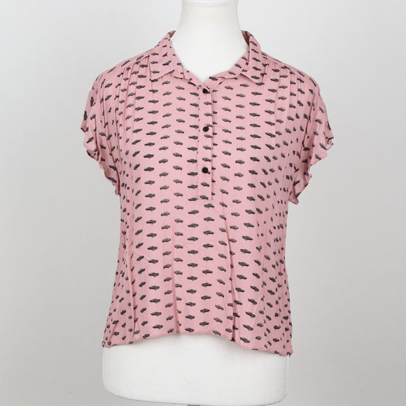Zara Pink Graphic Blouse | Size XS