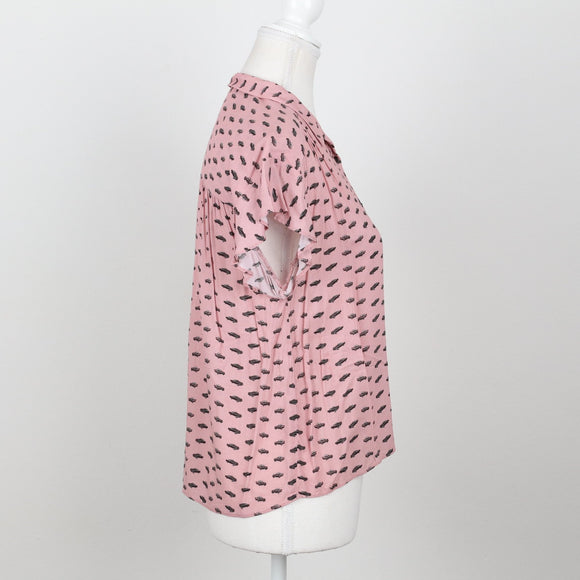 Zara Pink Graphic Blouse | Size XS