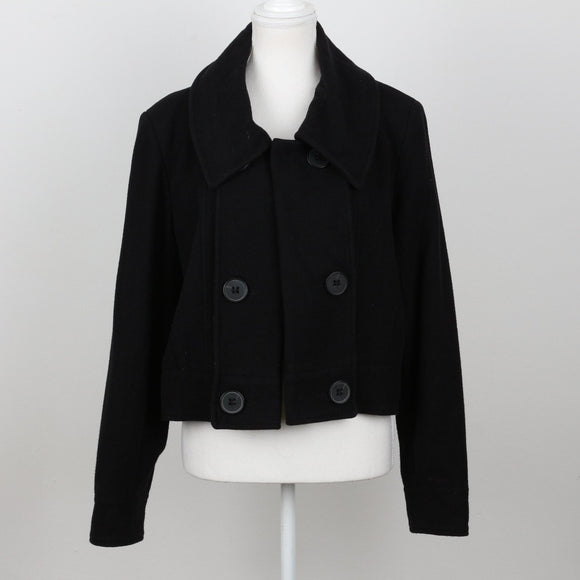 Woolworths Black Melton Coat | Hip Length | Size 16