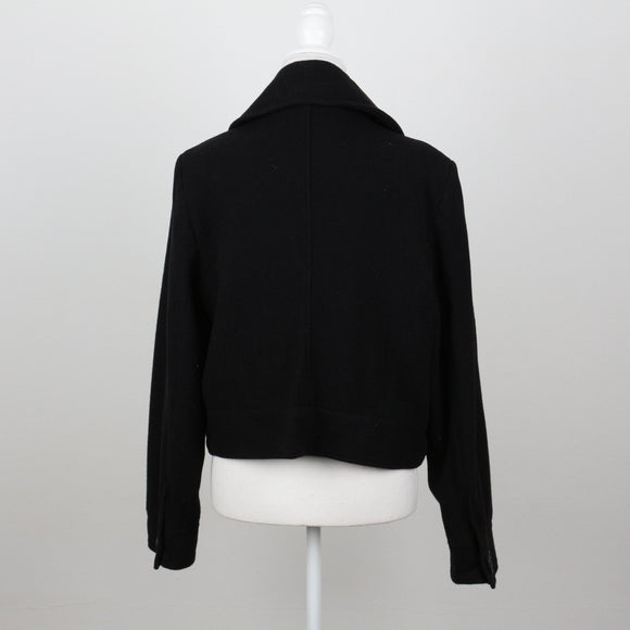 Woolworths Black Melton Coat | Hip Length | Size 16