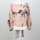 Baby Pink Floral Satin Blouse | Size S-1